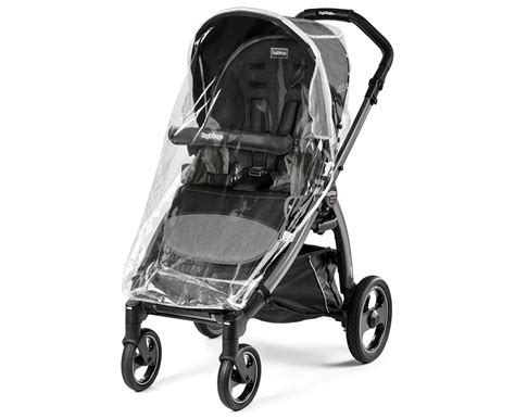 Dettaglio di un parapioggia Peg Perego con chiusura ermetica e finestrella trasparente