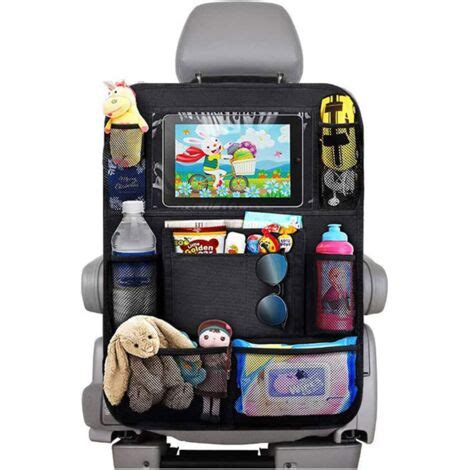 organizer auto per bambini montato sul retro del sedile