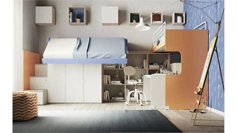 Letto a soppalco con zona studio