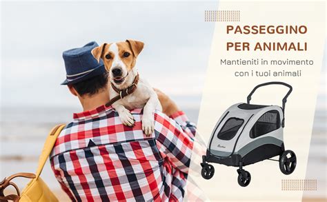Immagine di un passeggino per animali domestici piegato e riposto nel bagagliaio di un'auto