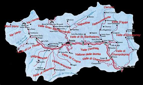 Mappa della Valle d'Aosta con simboli artigianali