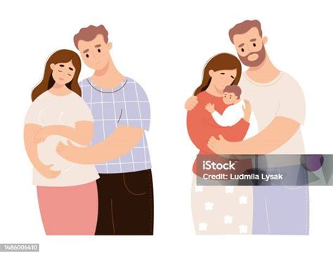 Illustrazione di famiglia con neonato e calendario