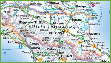 Mappa dell'Emilia Romagna con icone di shopping per l'infanzia