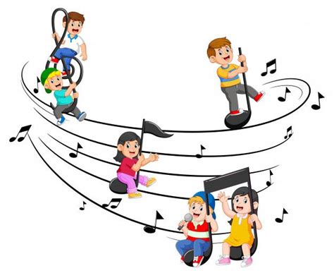 Illustrazione di note musicali e bambini che dormono