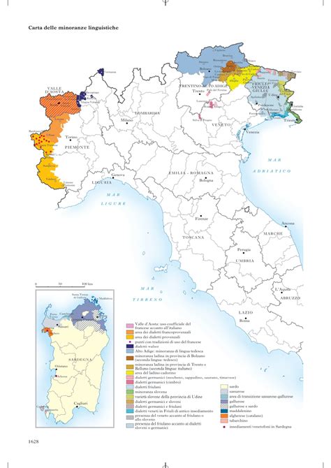 Mappa delle varietà linguistiche in Italia