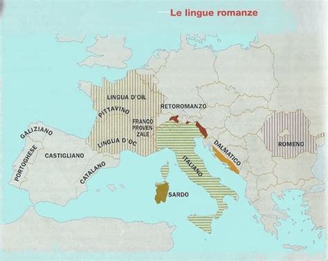 Mappa delle lingue romanze in Europa nel Medioevo