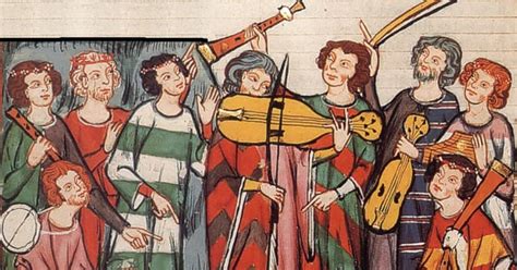 Miniatura di trovatori che eseguono musica