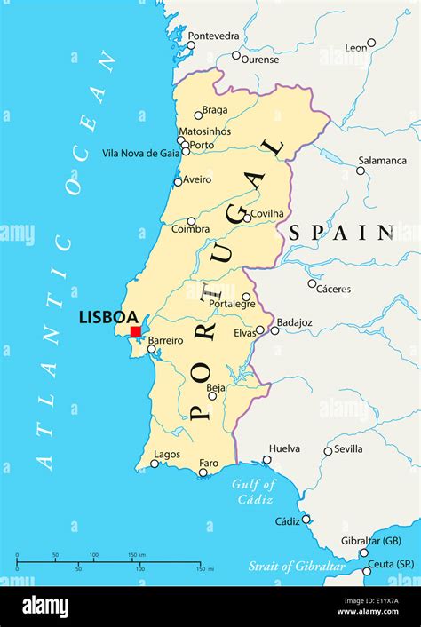 Mappa del Portogallo evidenziando Lisbona