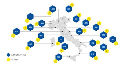 Mappa schematica della rete degli uffici postali nel basso Salento con evidenziato il comune di Tricase