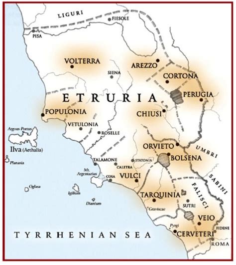 Mappa del territorio etrusco di Chiusi