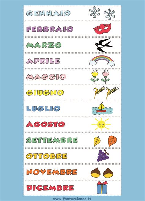 Calendario con evidenziati i mesi per l'introduzione del ciuccio