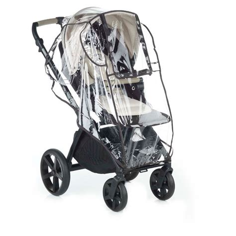 Bambino protetto dal parapioggia sul passeggino