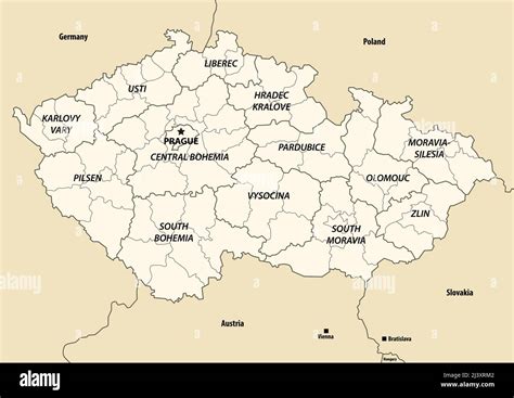 Mappa della Repubblica Ceca e dei paesi limitrofi