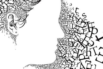 illustrazione astratta di parole che escono da una bocca