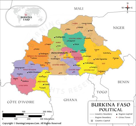 Mappa del Burkina Faso che indica le zone di conflitto
