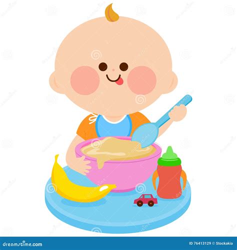 illustrazione di un neonato che mangia un pezzo di frutta in sicurezza