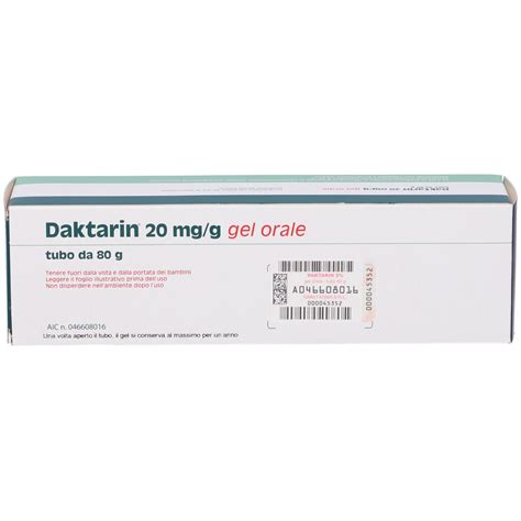rappresentazione stilizzata di una confezione di Daktarin gel orale