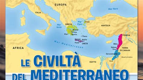 Mappa storica dell'espansione delle civiltà nel bacino del Mediterraneo