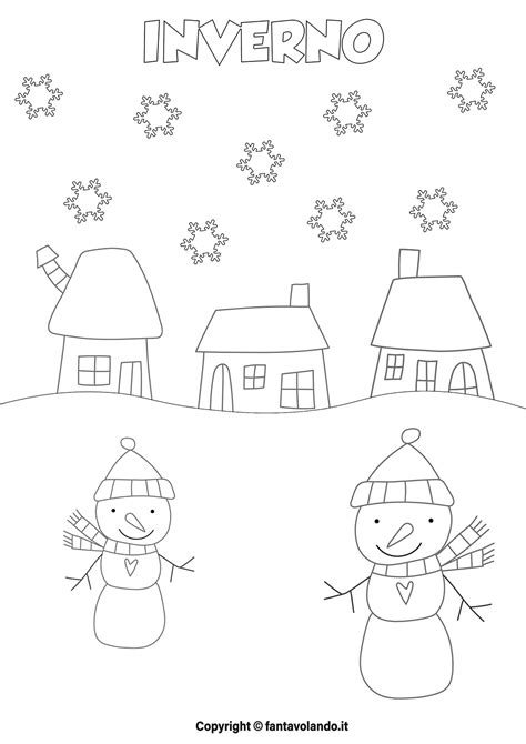 bambini che colorano schede sull'inverno