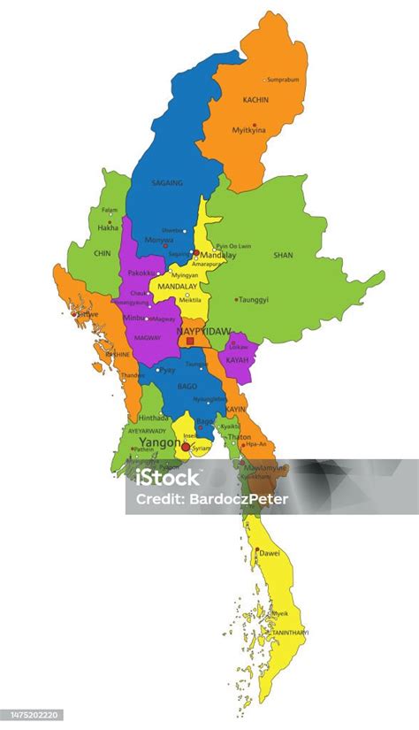 Mappa del Myanmar