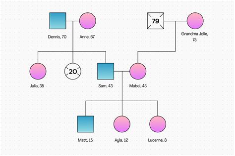 Esempi di genogrammi disegnati con stili diversi