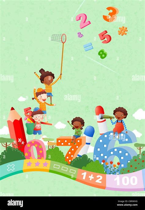 Bambini che giocano con i numeri in una classe