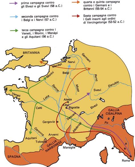 Mappa delle Campagne Galliche di Cesare