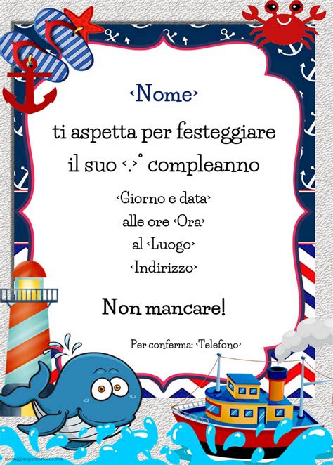 invito compleanno bambino tema mare nave