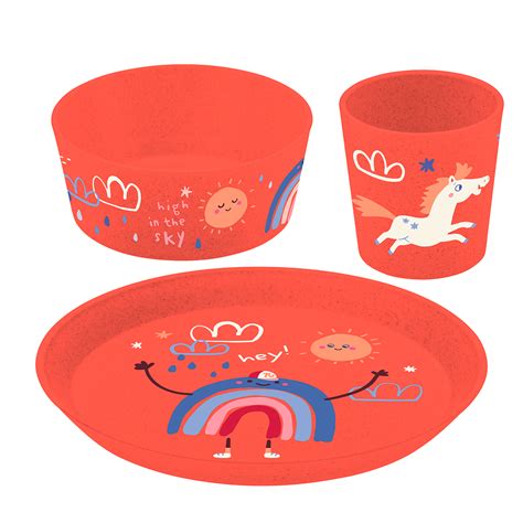 Set di stoviglie colorate per bambini serie HEROISK su un tavolo da pranzo