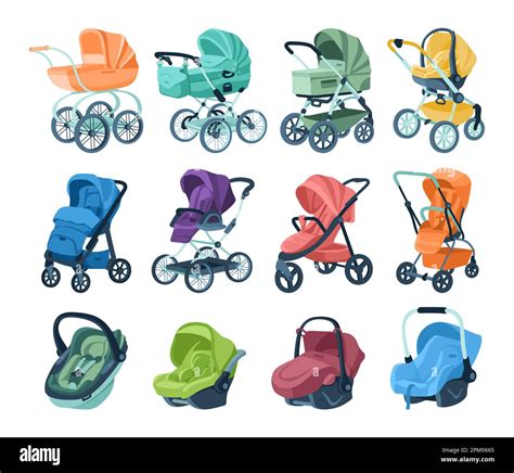 Un set di attrezzature per bambini, inclusi seggiolini e passeggini, pronti per essere consegnati