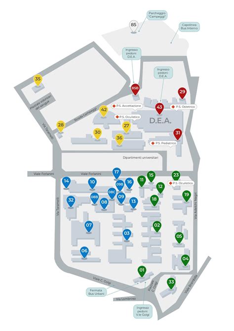 Mappa dell'Ospedale C. e G. Mazzoni di Ascoli Piceno