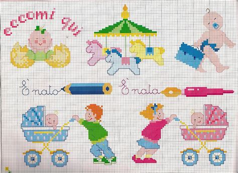 Set asciugamani ricamati a punto croce con disegni per bambini