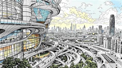 illustrazione di una città moderna con contrasti sociali evidenti