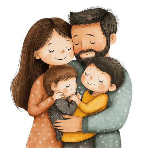 Illustrazione di una famiglia con due figli maschi in diverse fasi di crescita