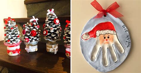 materiali artistici per lavoretti scolastici natalizi su un tavolo di legno