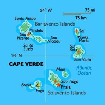 Mappa di Capo Verde con le isole principali