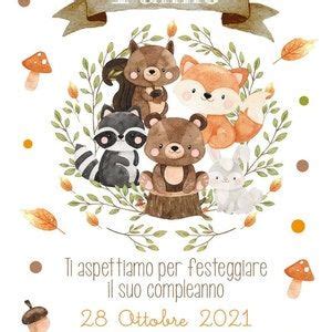 Invito battesimo a tema animali del bosco