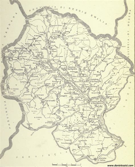 Mappa della Garfagnana con indicazioni geografiche