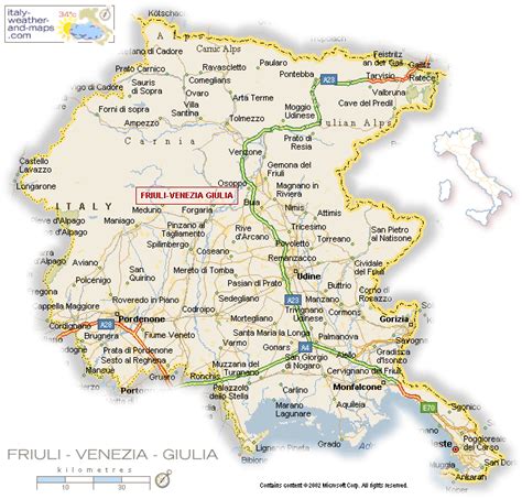 Mappa del Friuli Venezia Giulia con evidenziata la città di Trieste