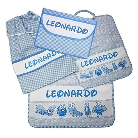 set asilo coordinato con ricamo personalizzato