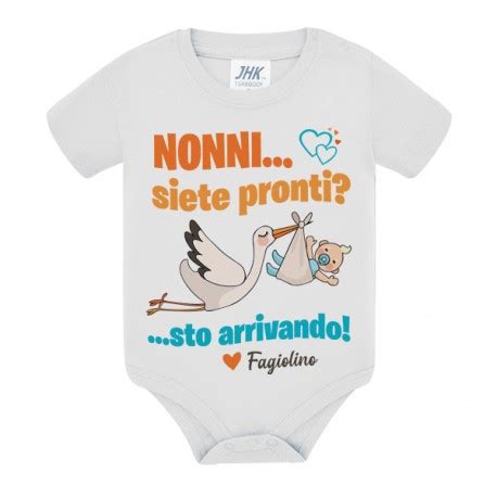 Body neonato con scritta personalizzata per annuncio ai nonni