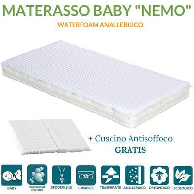 Materasso ortopedico e cuscino anti soffocamento per culla