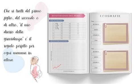 Diario di gravidanza aperto con una penna