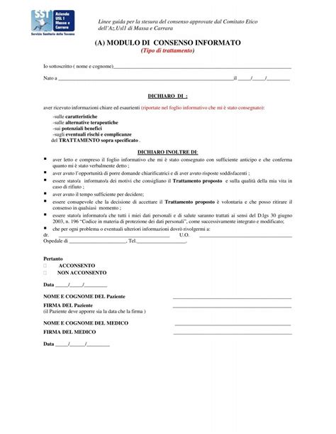 modulo consenso informato
