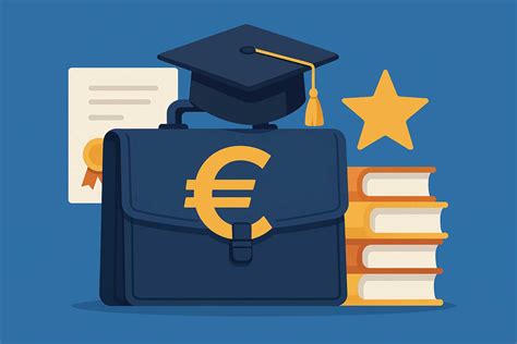 Simbolo di borsa di studio con monete e libri