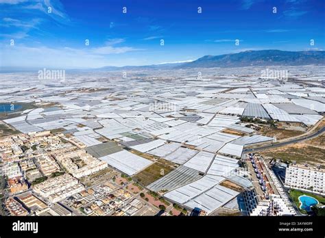 veduta aerea di una distesa di serre in plastica a Vittoria