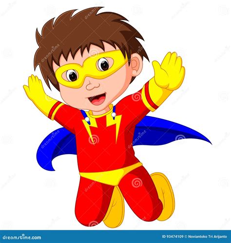 Bambino che indossa un costume da supereroe in un ambiente domestico colorato