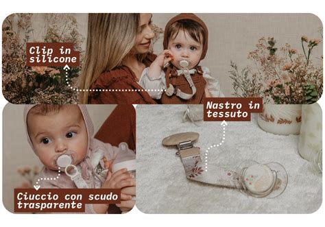 Esempio di diverse grafiche e colori applicabili su biberon e ciucci personalizzati