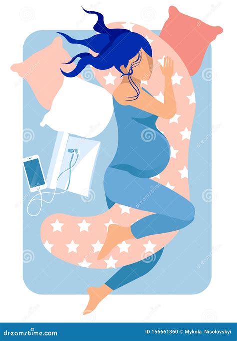 illustrazione schematica di una donna incinta che dorme su un fianco con cuscini di supporto
