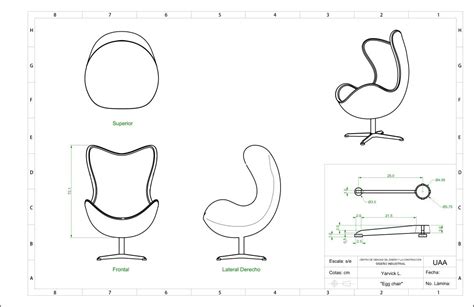 Blueprint di una sedia Egg Chair